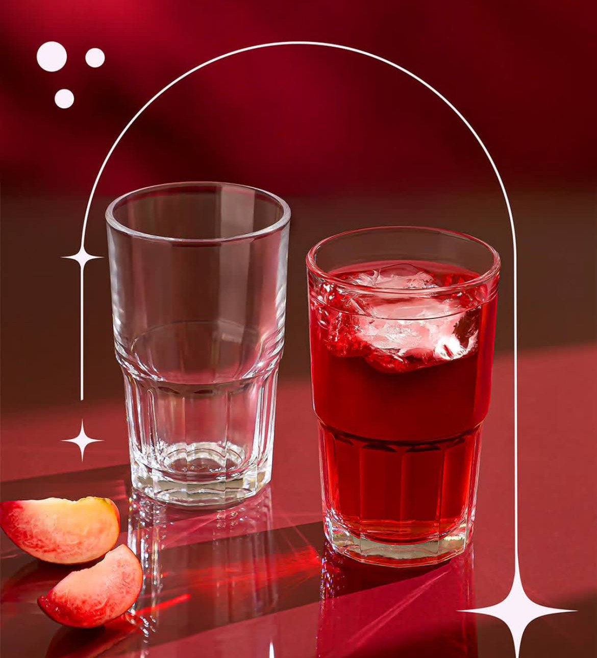 لیوان شیشه‌ای لیمون