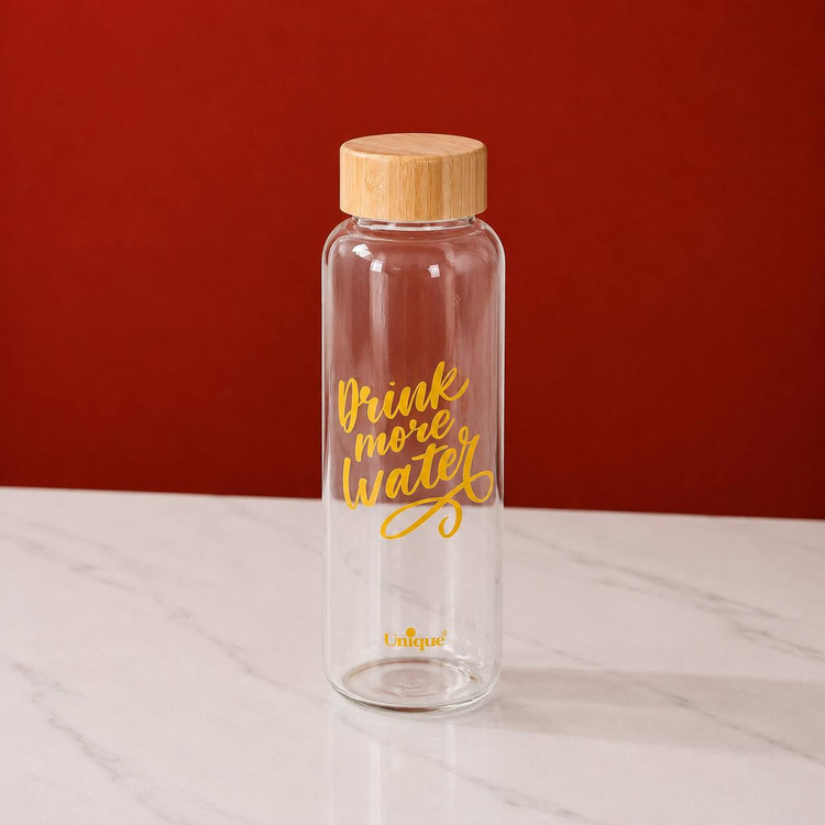 بطری شیشهای با درب بامبو drink move یونیک